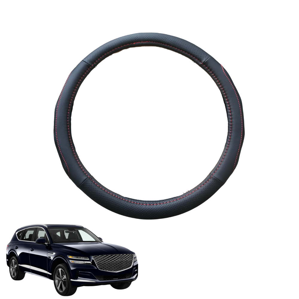 Steering Wheel Cover for Genesis GV80 2021 - Current - Black Microfiber Leather - Circle 38 cm
