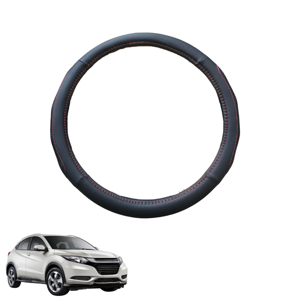 Steering Wheel Cover for Honda HR-V 2015 - 2021 (RU) - Black Microfiber Leather - Circle 38 cm