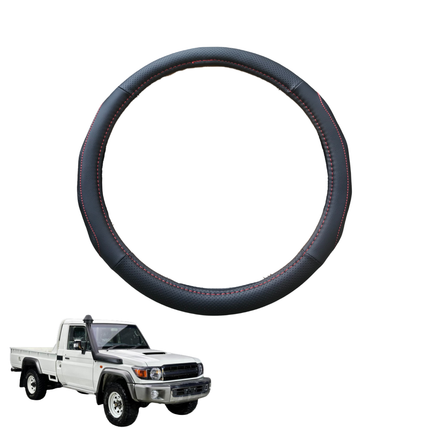 Steering Wheel Cover for Toyota LandCruiser 70 Single Cab 2012 - Current - Black Microfiber Leather - Circle 38 cm