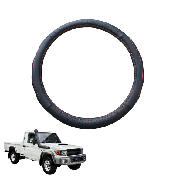 Steering Wheel Cover for Toyota LandCruiser 70 Single Cab 2012 - Current - Black Microfiber Leather - Circle 38 cm