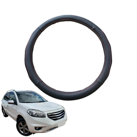 Steering Wheel Cover for Renault KOLEOS 2008 - 2015 (HY) - Black Microfiber Leather - Circle 38 cm