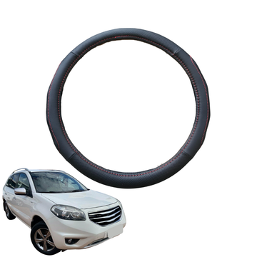 Steering Wheel Cover for Renault KOLEOS 2008 - 2015 (HY) - Black Microfiber Leather - Circle 38 cm
