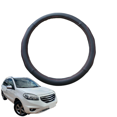 Steering Wheel Cover for Renault KOLEOS 2008 - 2015 (HY) - Black Microfiber Leather - Circle 38 cm