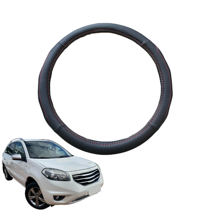 Steering Wheel Cover for Renault KOLEOS 2008 - 2015 (HY) - Black Microfiber Leather - Circle 38 cm