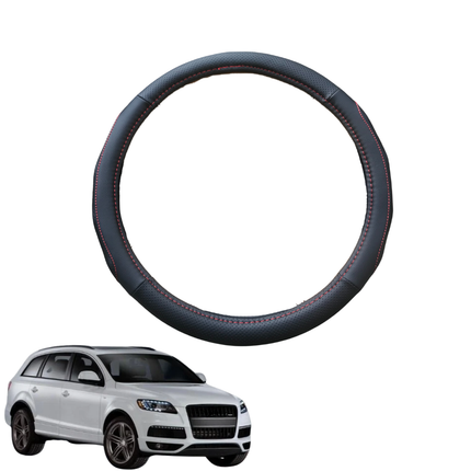 Steering Wheel Cover for Audi Q7 SQ7 2005 - 2015 4L - Black Microfiber Leather - Circle 38 cm