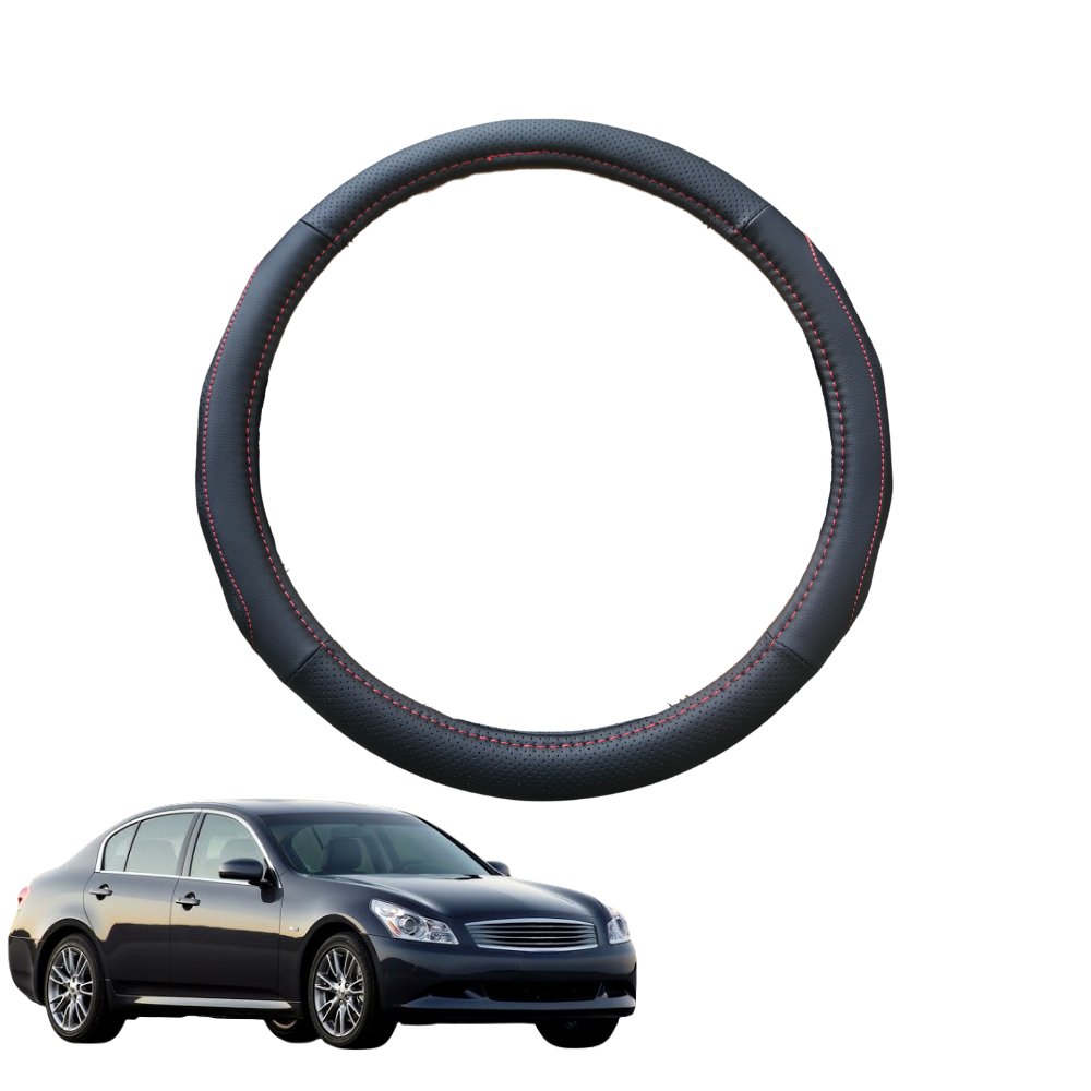 Steering Wheel Cover for Nissan Skyline 2006 - 2014 (V36) - Black Microfiber Leather - Circle 38 cm