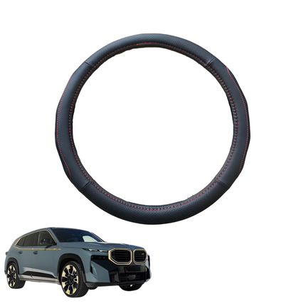 Steering Wheel Cover for BMW XM 2023 - Current (G09) - Black Microfiber Leather - Circle 38 cm