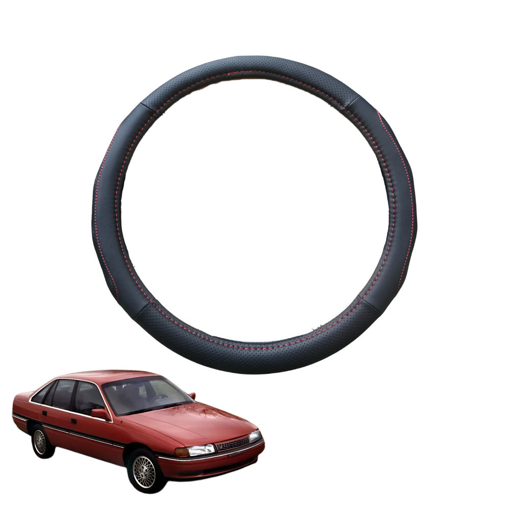 Steering Wheel Cover for Toyota Lexcen VN-VP 1989 - 1993 - Black Microfiber Leather - Circle 38 cm