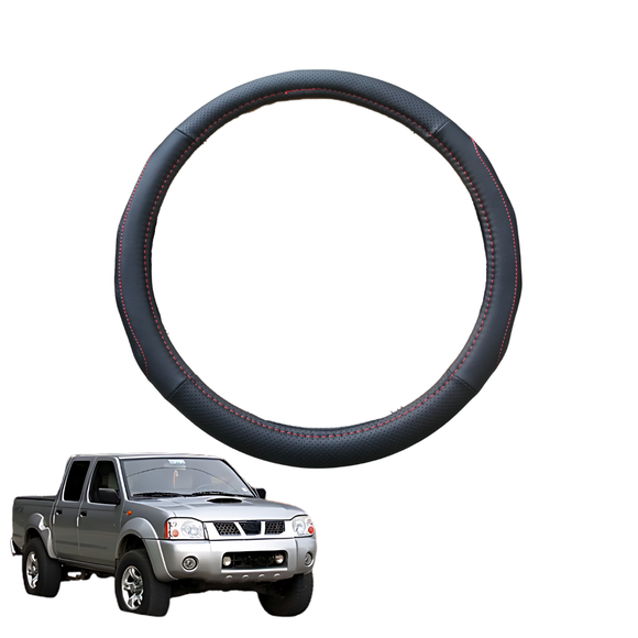 Steering Wheel Cover for Nissan Navara Single Cab 1997 - 2018 (D22) - Black Microfiber Leather - Circle 38 cm