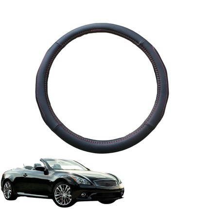 Steering Wheel Cover for Infiniti Q60 2014 - Current Convertible - Black Microfiber Leather - Circle 38 cm