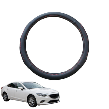 Steering Wheel Cover for Mazda 6 2013 - Current (GJ) - Black Microfiber Leather - Circle 38 cm