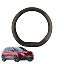 Steering Wheel Cover for Nissan QASHQAI 2014 - 2021 (J11) - Black Microfiber Leather - D-Shape 38 cm-1