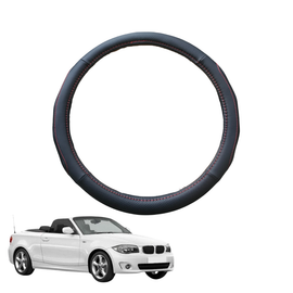 Steering Wheel Cover for BMW 1 Series 3-Door 2004 - 2013 (E82 E88 E81 Coupe/Convertible) - Black Microfiber Leather - Circle 38 cm