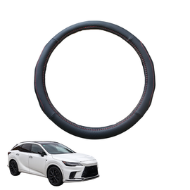 Steering Wheel Cover for Lexus RX 2023 - Current (AGL10R) - Black Microfiber Leather - Circle 38 cm