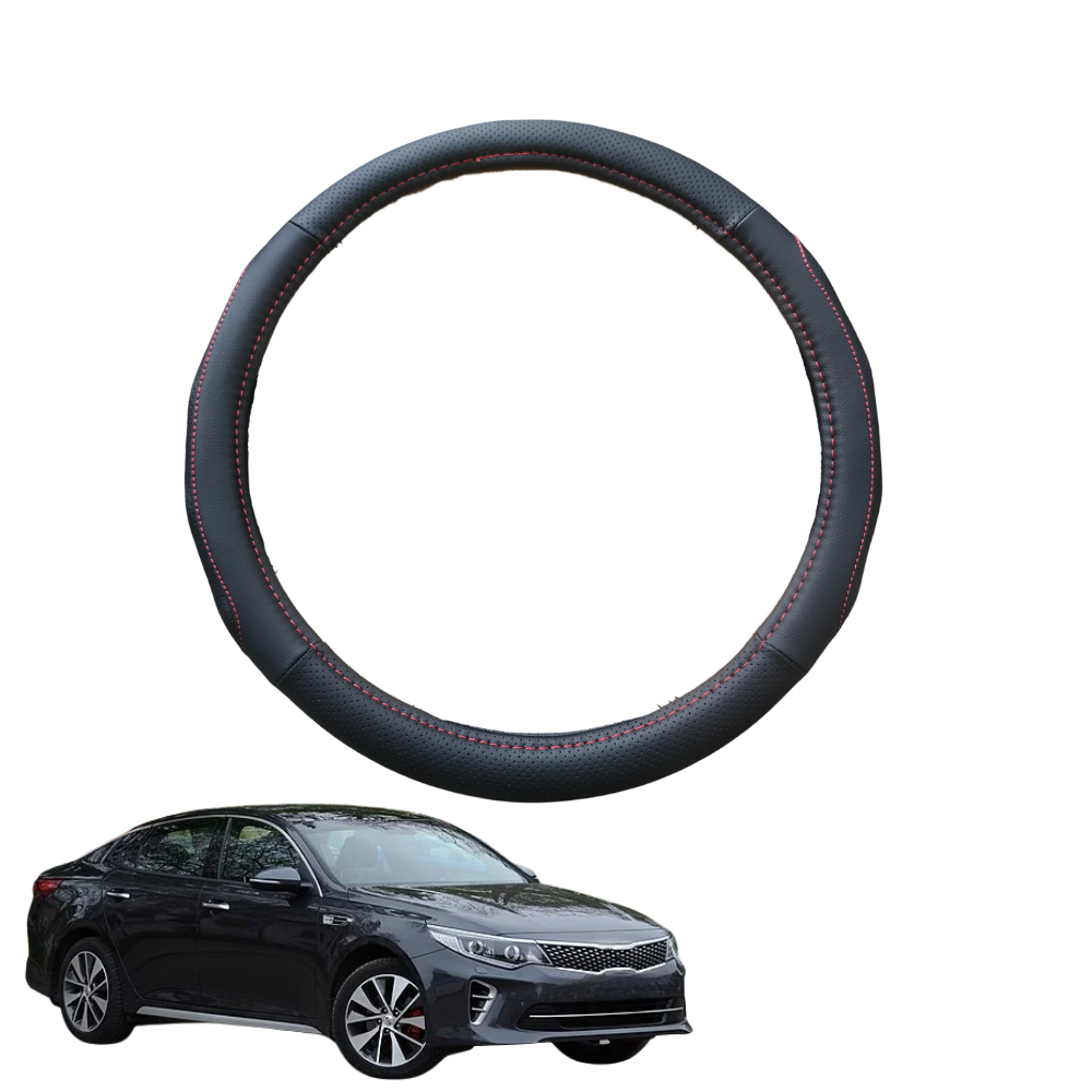 Steering Wheel Cover for Kia Optima 2016 - 2020 (JF) - Black Microfiber Leather - Circle 38 cm