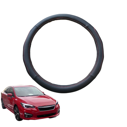 Steering Wheel Cover for Subaru Impreza 2016 - Current G4, G5 - Black Microfiber Leather - Circle 38 cm