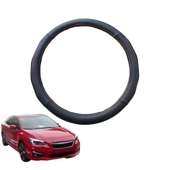 Steering Wheel Cover for Subaru Impreza 2016 - Current G4, G5 - Black Microfiber Leather - Circle 38 cm