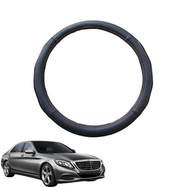 Steering Wheel Cover for Mercedes-Benz S-class 2014 - 2020 Sedan Long - Black Microfiber Leather - Circle 38 cm