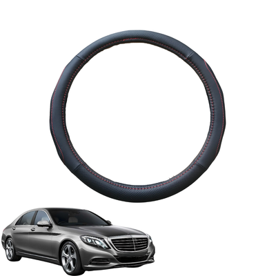 Steering Wheel Cover for Mercedes-Benz S-class 2014 - 2020 Sedan Long - Black Microfiber Leather - Circle 38 cm