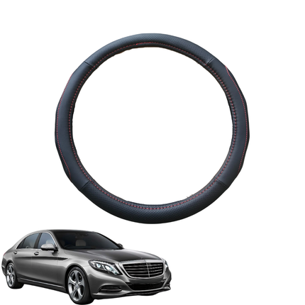 Steering Wheel Cover for Mercedes-Benz S-class 2014 - 2020 Sedan Long - Black Microfiber Leather - Circle 38 cm