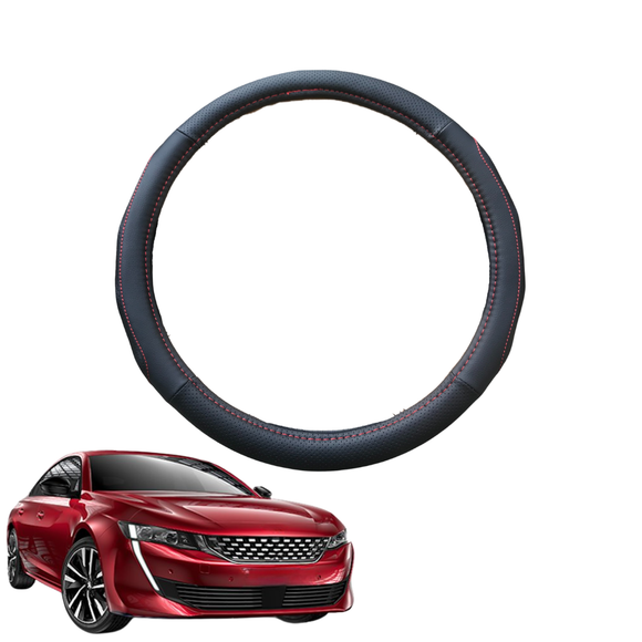 Steering Wheel Cover for Peugeot 508 2018 - Current (R83) - Black Microfiber Leather - Circle 38 cm