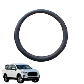 Steering Wheel Cover for LDV D90 2017 - 2024 - Black Microfiber Leather - D-Shape 38 cm