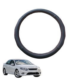 Steering Wheel Cover for Ford Falcon 2008 - 2014 (FG, fit FPV models) - Black Microfiber Leather - Circle 38 cm