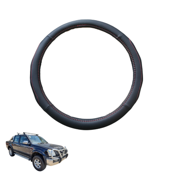 Steering Wheel Cover for Holden Rodeo 2003 - 2008 (4-Door Crew Cab) - Black Microfiber Leather - Circle 38 cm