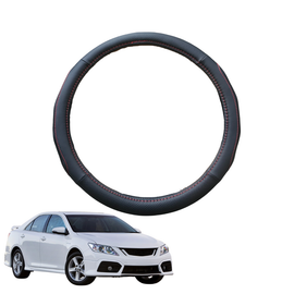 Steering Wheel Cover for Toyota Aurion 2012 - 2017 (XV50) - Black Microfiber Leather - Circle 38 cm