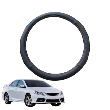 Steering Wheel Cover for Toyota Aurion 2012 - 2017 (XV50) - Black Microfiber Leather - Circle 38 cm