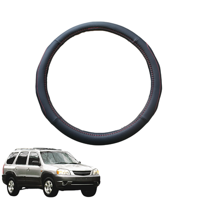 Steering Wheel Cover for Mazda Tribute 2001 - 2008 - Black Microfiber Leather - Circle 38 cm
