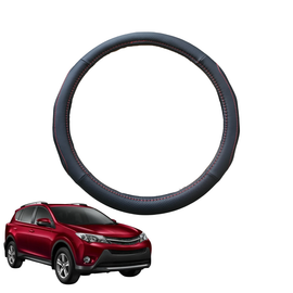 Steering Wheel Cover for Toyota RAV4 2012 - 2019 (XA40) - Black Microfiber Leather - Circle 38 cm