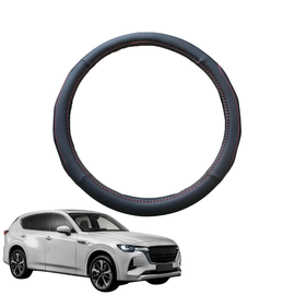 Steering Wheel Cover for Mazda CX-60 2022 - Current (KH) - Black Microfiber Leather - Circle 38 cm