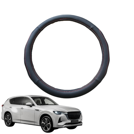 Steering Wheel Cover for Mazda CX-60 2022 - Current (KH) - Black Microfiber Leather - Circle 38 cm