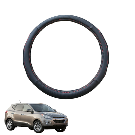 Steering Wheel Cover for Hyundai Tucson 2010 - 2015 (LM) - Black Microfiber Leather - Circle 38 cm