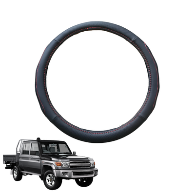Steering Wheel Cover for Toyota LandCruiser 79 Series Double Cab 2012 - Current - Black Microfiber Leather - Circle 38 cm