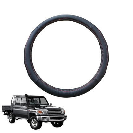 Steering Wheel Cover for Toyota LandCruiser 79 Series Double Cab 2012 - Current - Black Microfiber Leather - Circle 38 cm