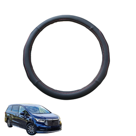 Steering Wheel Cover for Honda Odyssey 2021 - Current 7 Seater (Vi L7) - Black Microfiber Leather - Circle 38 cm