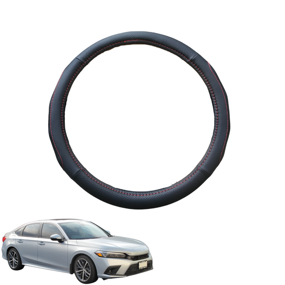 Steering Wheel Cover for Honda Civic 2022 - Current (11th Gen) - Black Microfiber Leather - Circle 38 cm