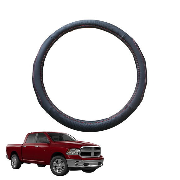 Steering Wheel Cover for RAM 1500 Express 2019 - Current (DT) - Black Microfiber Leather - Circle 38 cm
