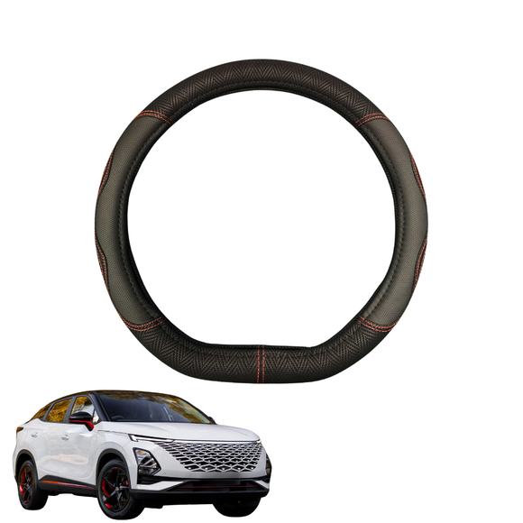 Steering Wheel Cover for Chery OMODA 5 2023 - Current (BX EX) - Black Microfiber Leather - D-Shape 38 cm