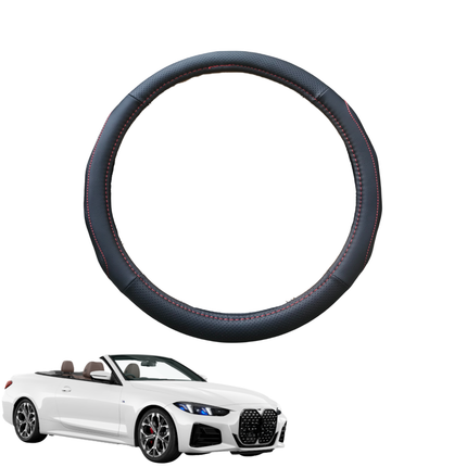Steering Wheel Cover for BMW 4 Series Coupe/Convertible 2021 - Current (G22 G23) - Black Microfiber Leather - Circle 38 cm