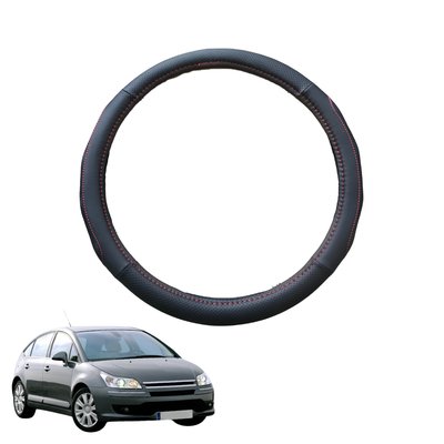 Steering Wheel Cover for Citroen C4 2004 - 2010 - Black Microfiber Leather - Circle 38 cm