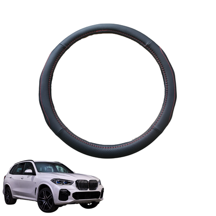 Steering Wheel Cover for BMW X5 2018 - Current (G05) - Black Microfiber Leather - Circle 38 cm