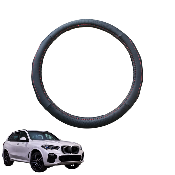 Steering Wheel Cover for BMW X5 2018 - Current (G05) - Black Microfiber Leather - Circle 38 cm