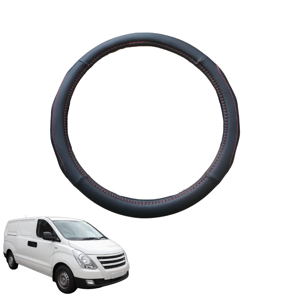 Steering Wheel Cover for Hyundai iMAX 2007 - Current TQ - Black Microfiber Leather - Circle 38 cm