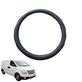 Steering Wheel Cover for Hyundai iMAX 2007 - Current TQ - Black Microfiber Leather - Circle 38 cm