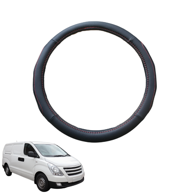 Steering Wheel Cover for Hyundai iMAX 2007 - Current TQ - Black Microfiber Leather - Circle 38 cm