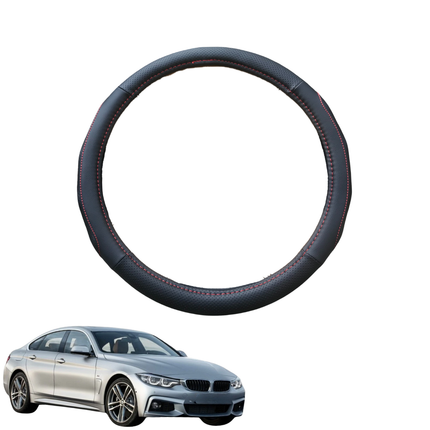 Steering Wheel Cover for BMW 4 Series Gran Coupe 2014 - 2021 (F36) - Black Microfiber Leather - Circle 38 cm
