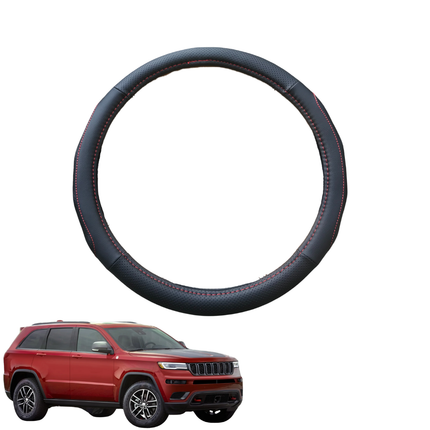 Steering Wheel Cover for Jeep Grand Cherokee L 2021 - Current (WL) - Black Microfiber Leather - Circle 38 cm